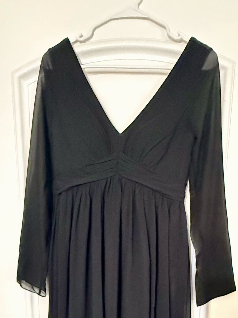Azazie Black Long Sleeve V-Neck Maxi Dress